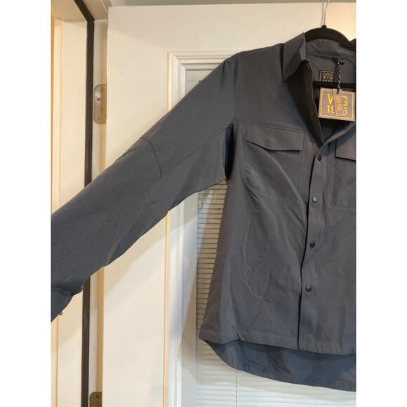 VTG 1946 Shirt Mens Gray Size M Long Sleeve Stretch Snap Dress Collar New (b6) - Picture 3 of 5